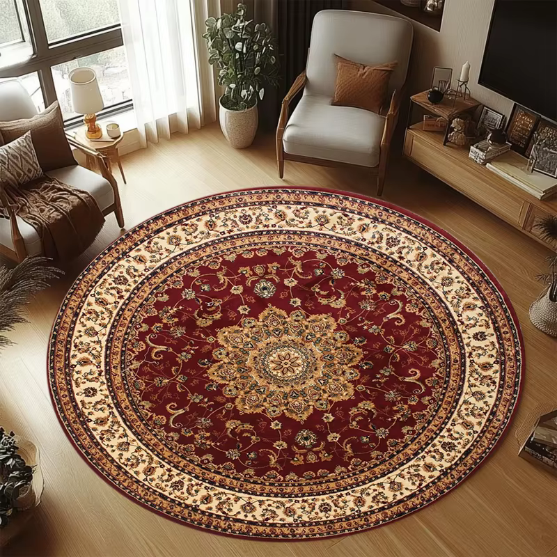Tapis de salon rouge vin à motif persan