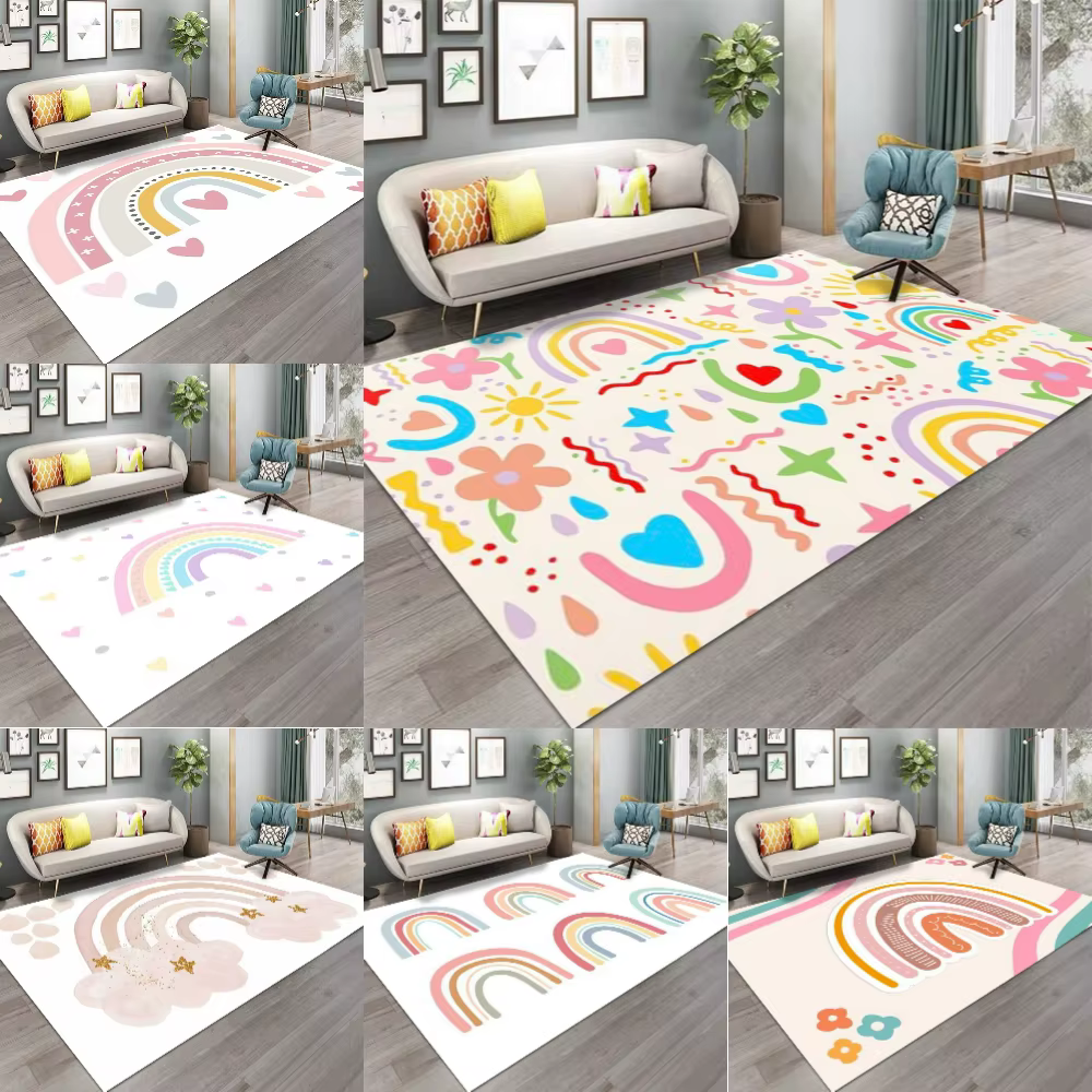 Tapis rayé arc-en-ciel coloré