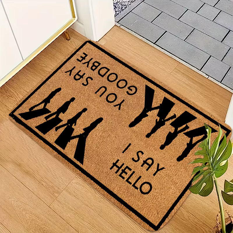 1 tapis de porte de bienvenue avec dossier antidérapant – Design "I Say Hello