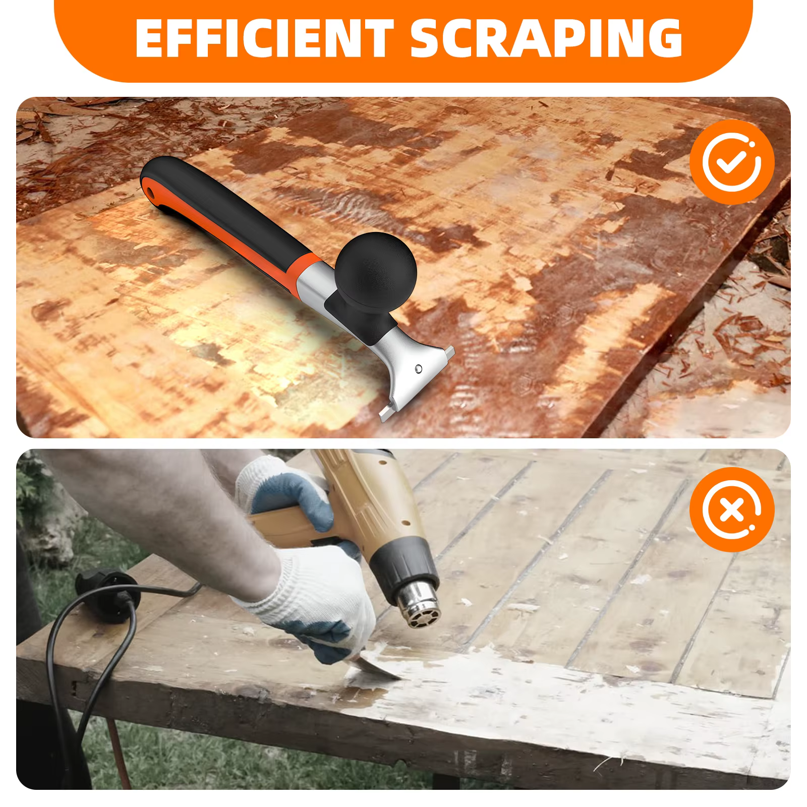 Racloir ergonomique en carbure de qualité supérieure Viladepot pour enlever le vernis, la colle, la rouille, la peinture, la résine, la glaçure sèche, les taches et le mastic