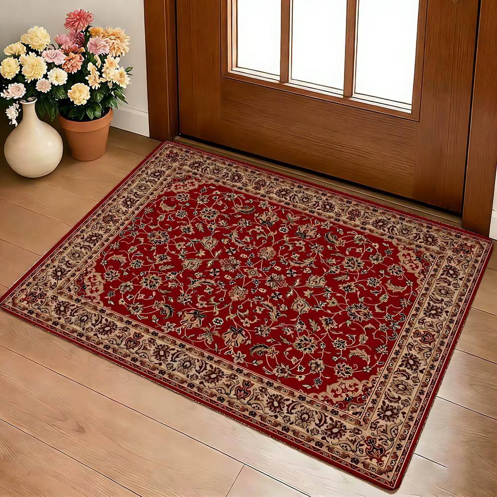 Tapis persan rouge mystérieux