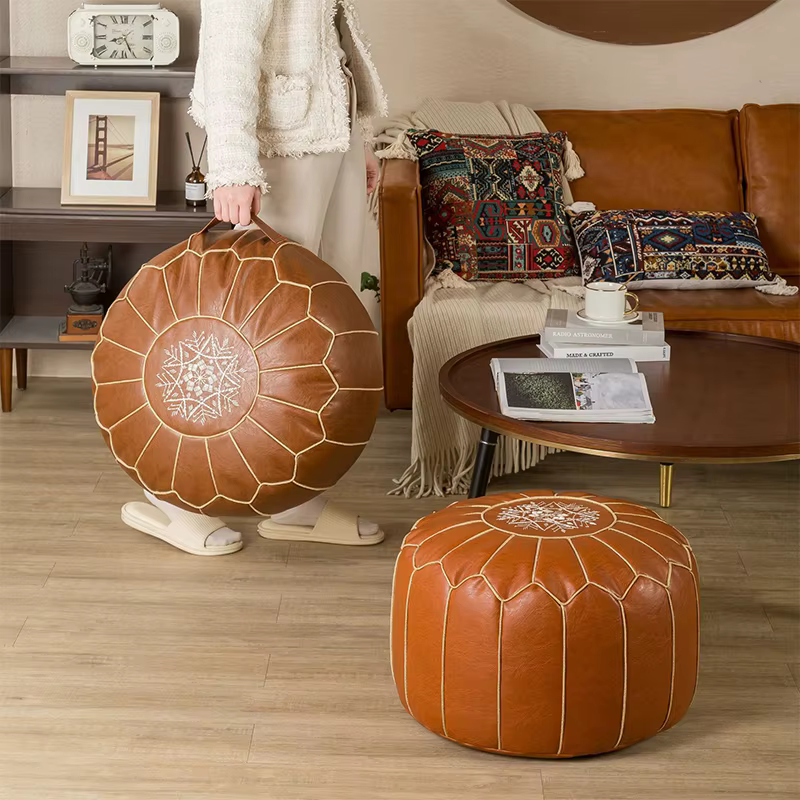 Pouf marocain en cuir PU