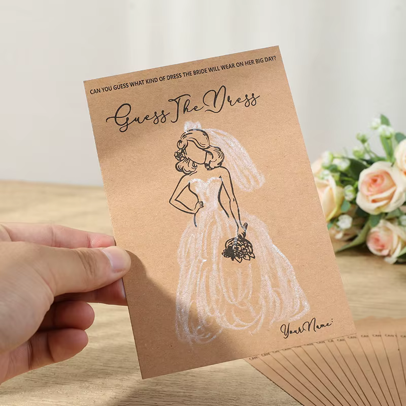 10 ensembles de cartes de jeu pour robe de mariée, avec stylos, devinez la robe, jeux de peinture pour fête prénuptiale, poules, enterrement de vie de jeune fille, décoration de mariage