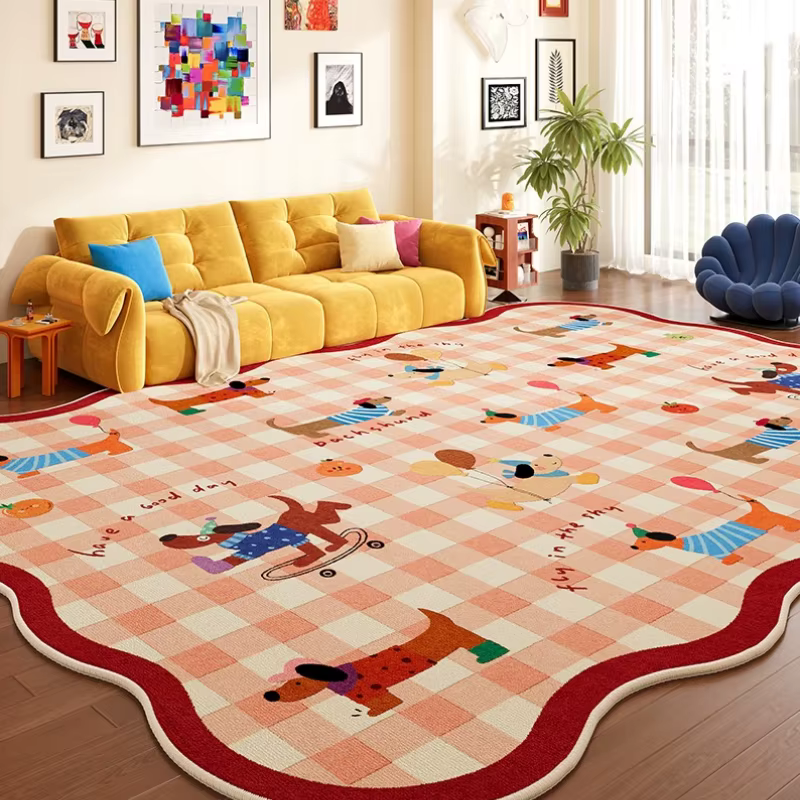 Tapis de décoration de chambre à coucher couleur Dopamine