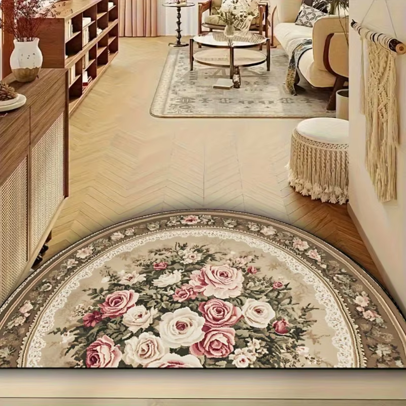 VIKAMA Tapis demi-rond vintage à motif floral