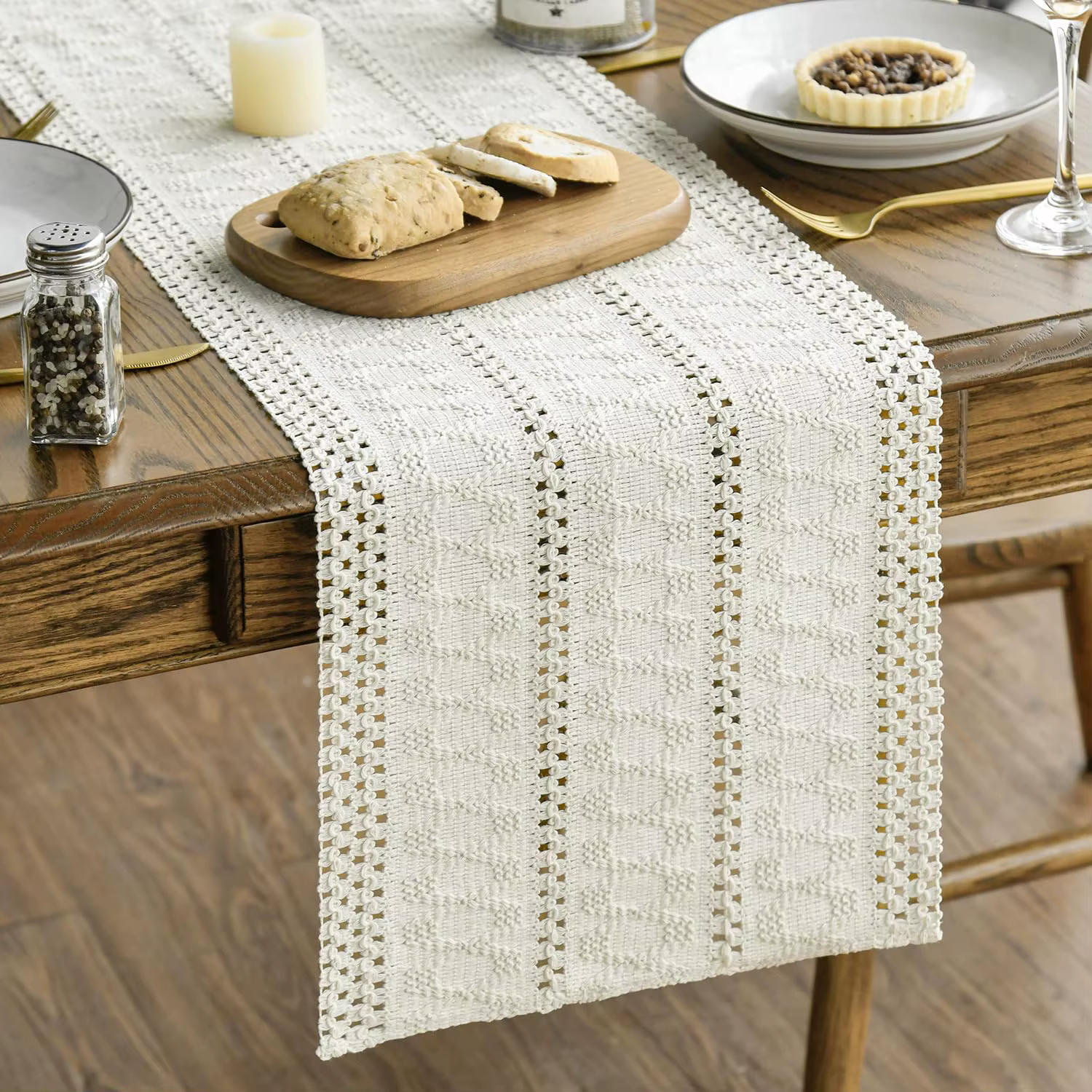 Chemin de Table creux rustique tissé de ferme