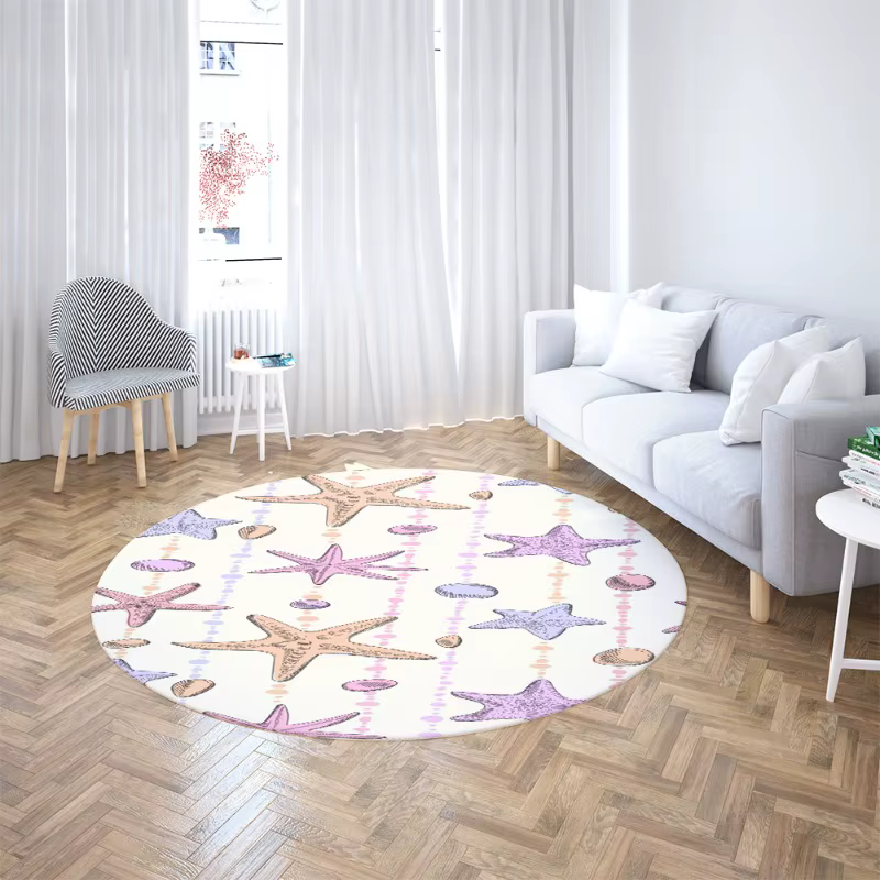 Tapis rond imprimé tortue