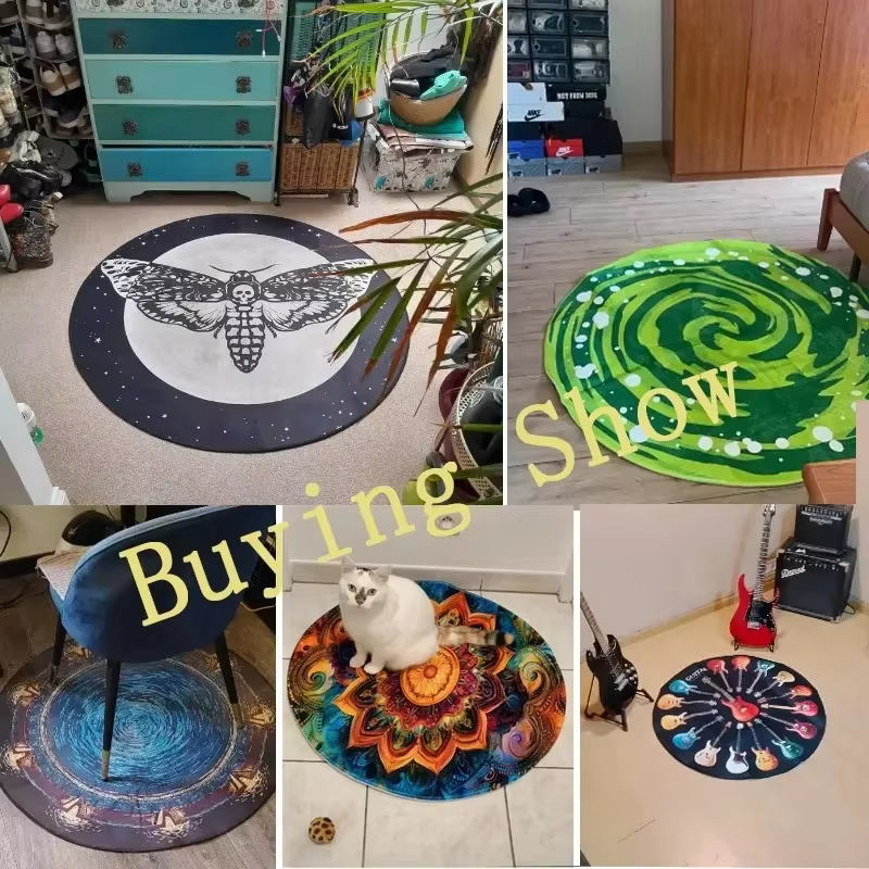 Tapis rond en spirale avec Illusion visuelle 3D