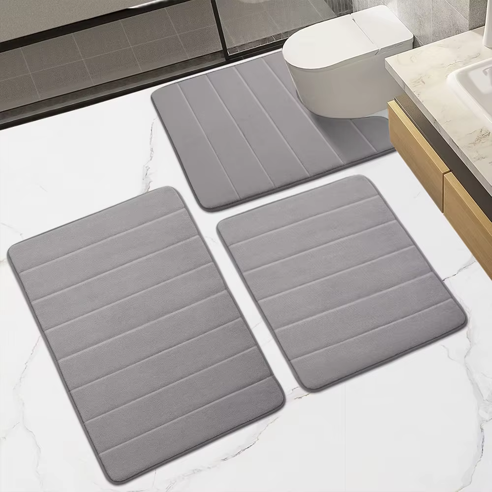 Ensemble de tapis de salle de bain en mousse à mémoire de forme, antidérapant, Super absorbant, pour sol de salle de bain, lavable en Machine, 1/2/3 pièces