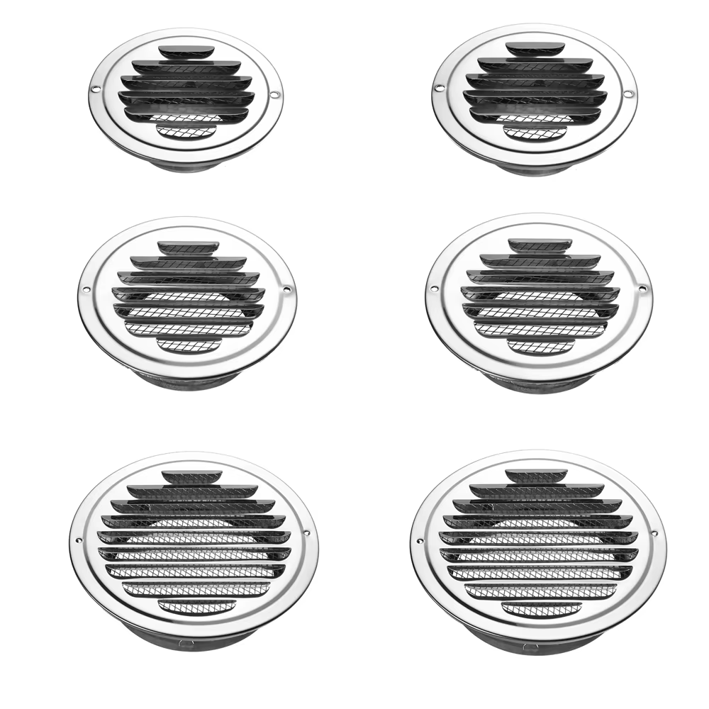 Grille d'aération murale extérieure en acier inoxydable, grilles de ventilation rondes, 70mm, 80mm, 100mm, 120mm, 150mm, 160mm, maison, bureau