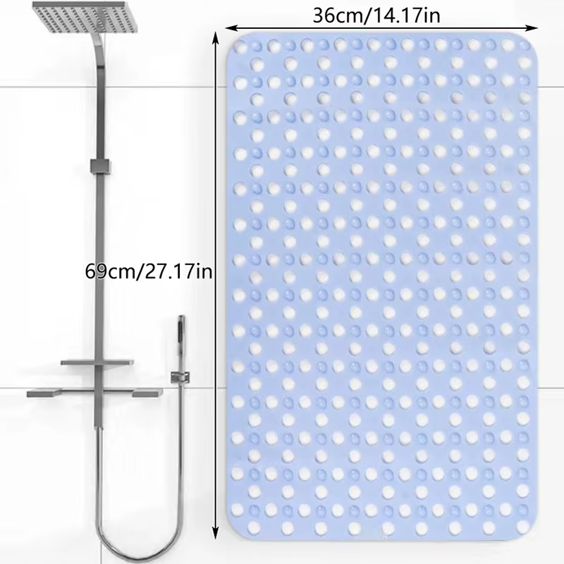 Tapis de bain antidérapant en caoutchouc anti-moisissure avec trous de drainage