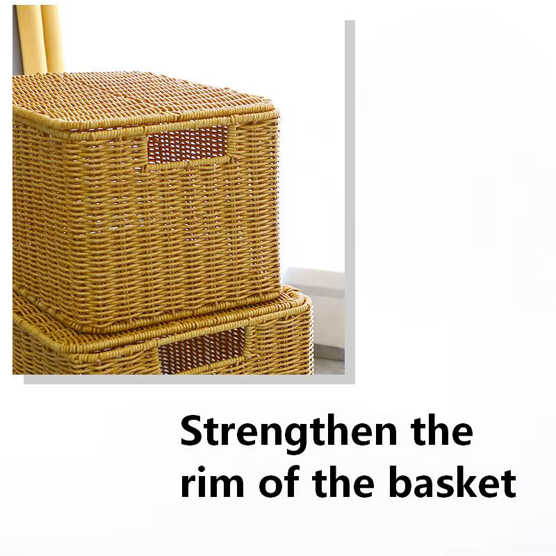 Nouvelle boîte de rangement - Chambre à coucher avec couvercle - Boîte organisatrice de vêtements - Imitation rotin tressé - Panier de rangement