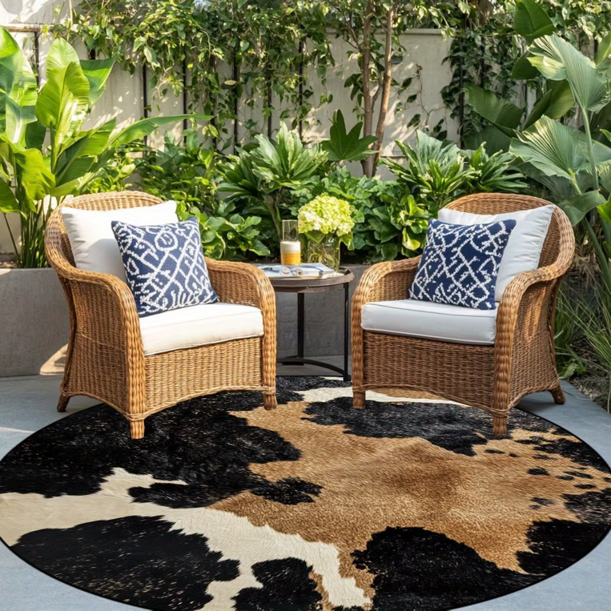 Tapis rond imprimé vache