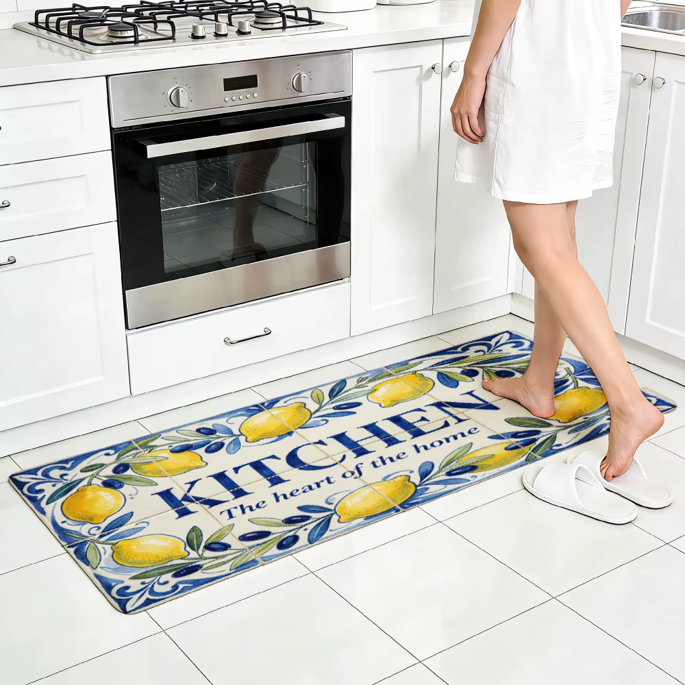 KITCHEN The heart of the home Tapis de couloir imprimé citron
