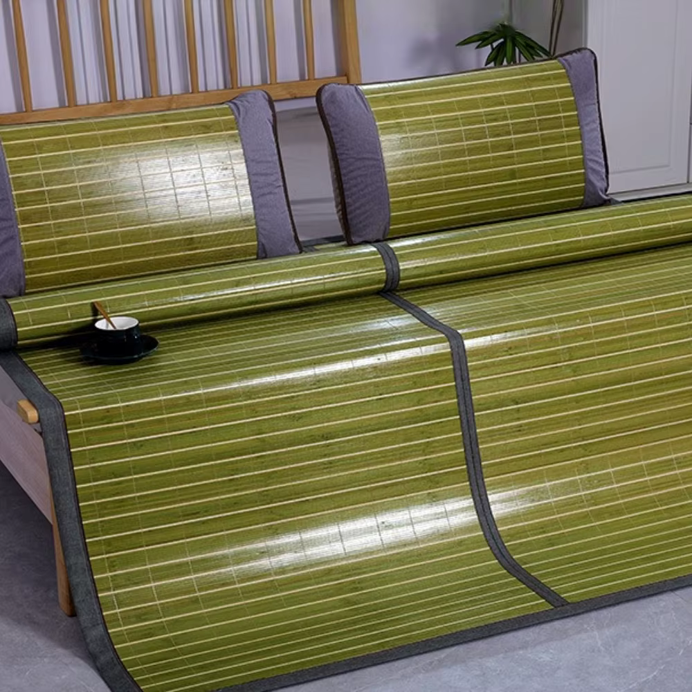 Tapis en bambou double face pliable
