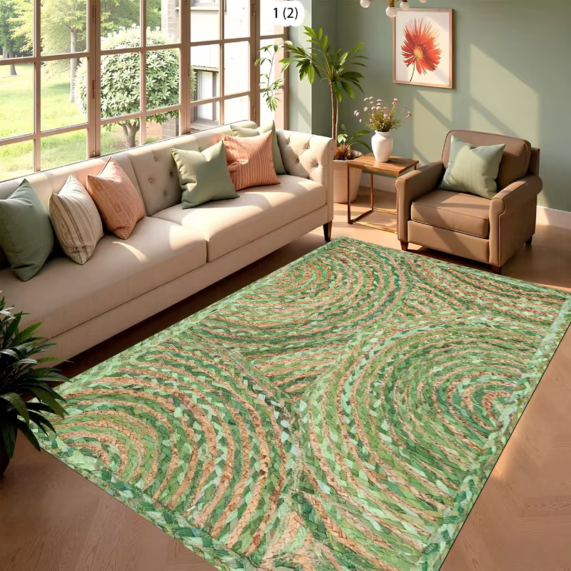 Tapis circulaire tressé à la main en chindi pour salon