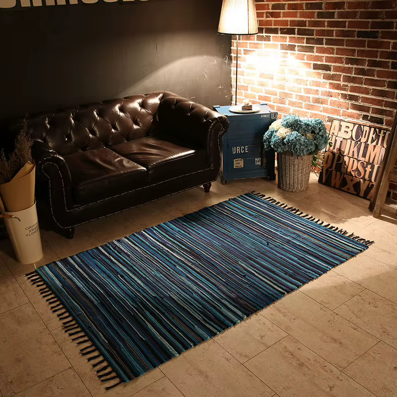 Tapis nordique en coton et lin