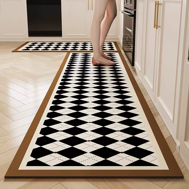 Tapis Long de cuisine à carreaux