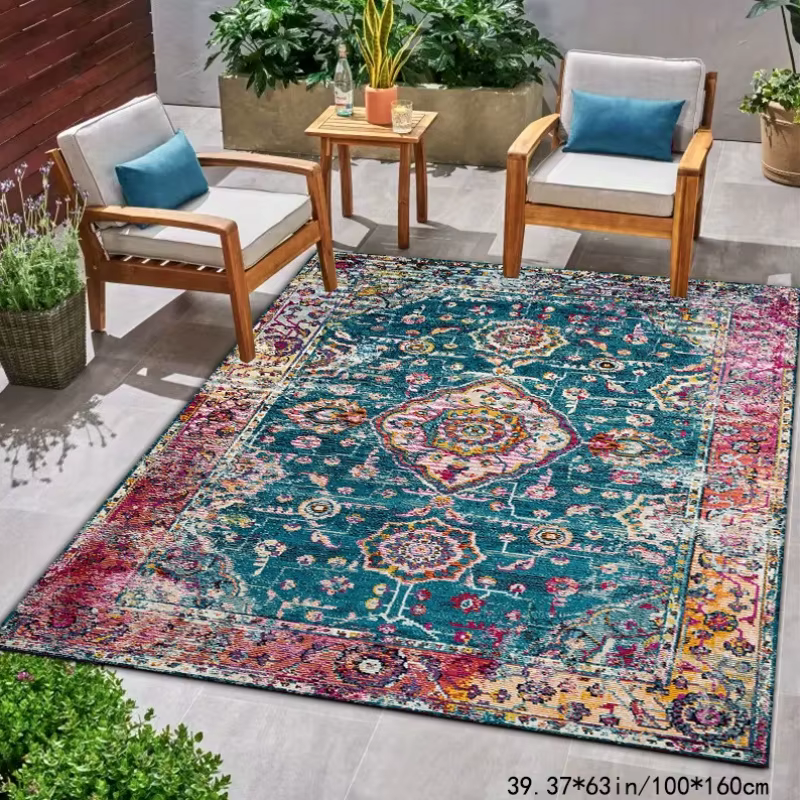 Tapis bohème rétro VIKAMA pour terrasse extérieure
