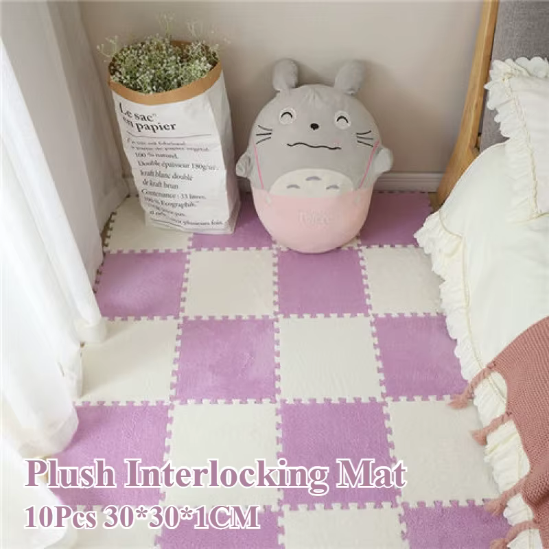 Tapis de verrouillage en peluche épaisse, 30x30x1CM, 10 pièces, pour salon, chambre à coucher, tapis d'exercice, salon, chambre à coucher, tapis rampant