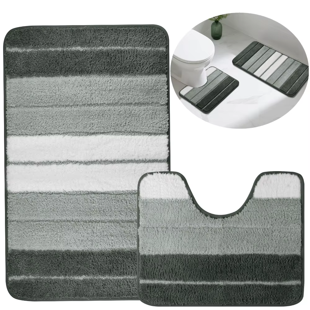 Ensemble de tapis de salle de bain 2 pièces en peluche Shaggy doux absorbant