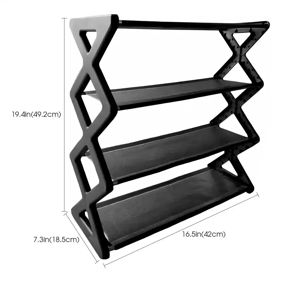 Étagère à chaussures 4 niveaux en X, multifonctionnelle et anti-poussière, idéale pour les dortoirs, les entrées, les couloirs et les chambres