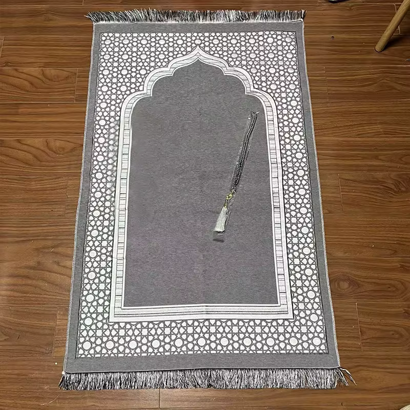 Tapis de prière musulmans portables avec capuchon et perles de prière