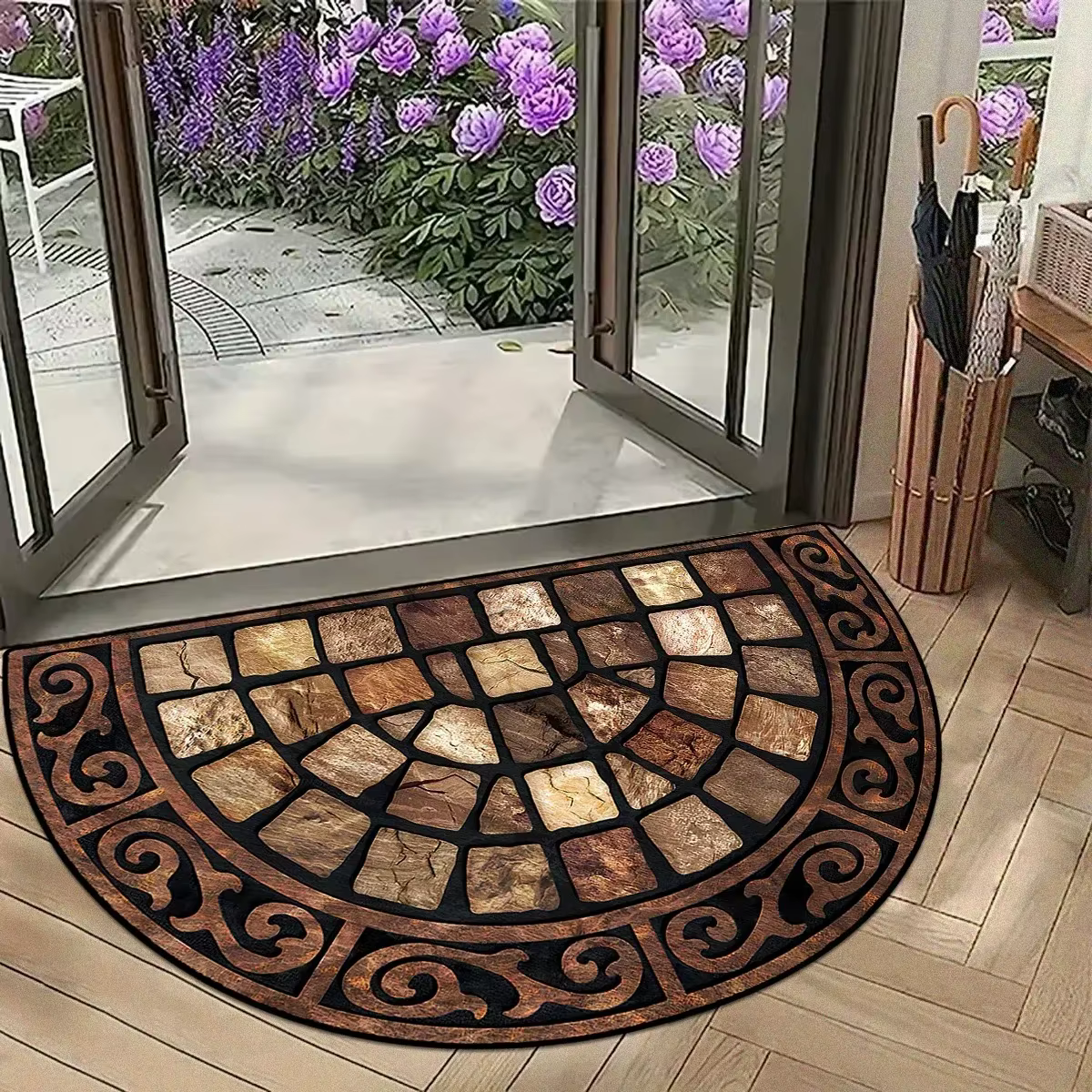 Paillasson demi-rond vintage mosaïque