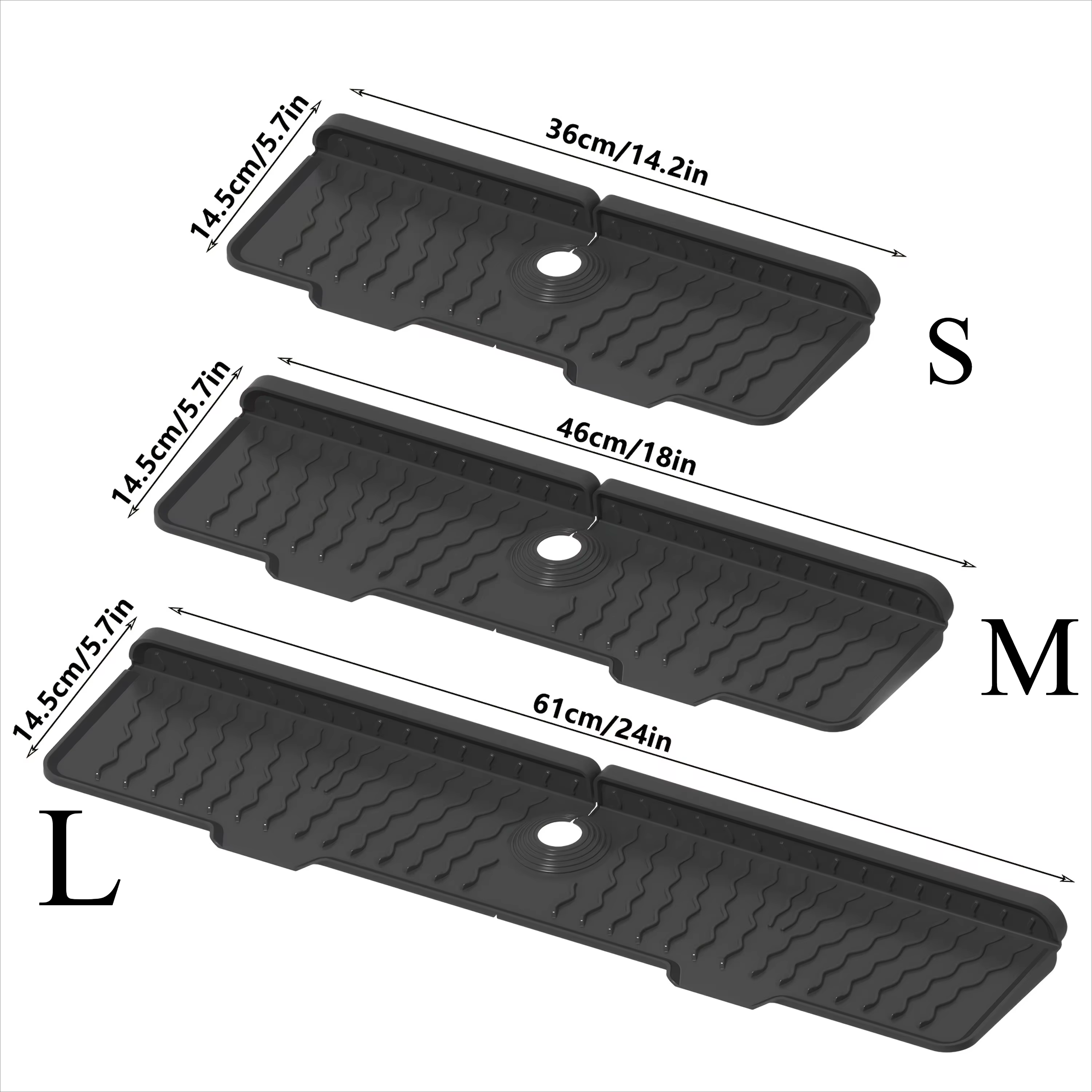 1 tapis d'évier antidérapant robuste | Matériau en silicone pliable gris/noir