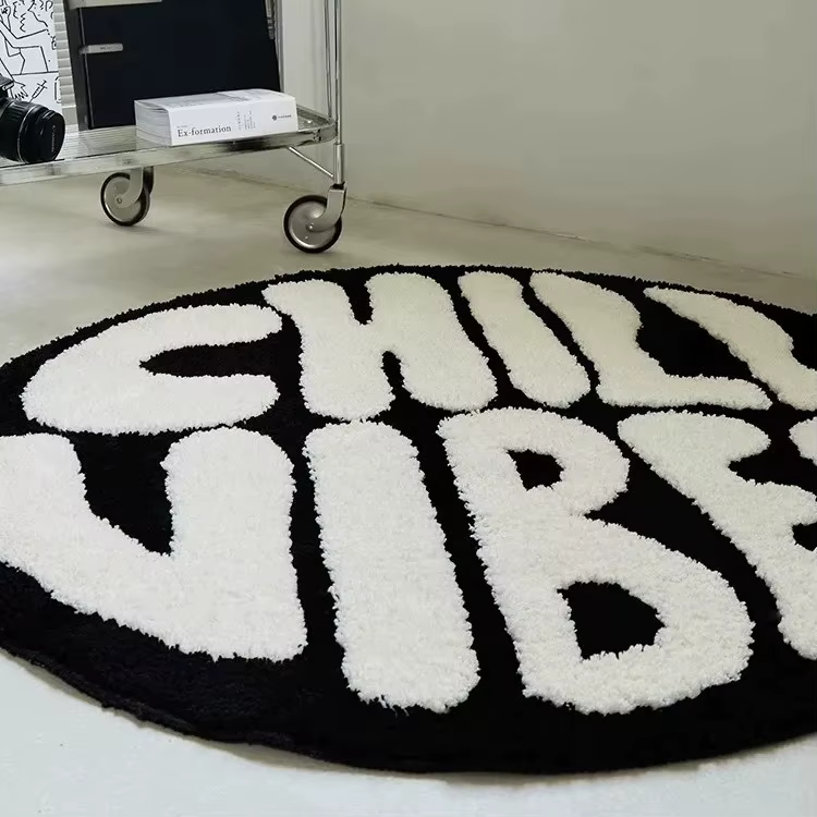Tapis rond capitonné Simple pour chambre à coucher