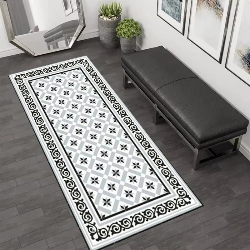 Tapis de couloir VIKAMA rétro à motif géométrique étoilé
