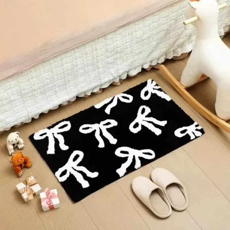 Tapis de bain rose avec nœud papillon VIKAMA
