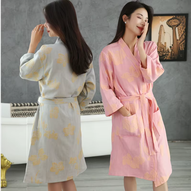 Peignoir en Coton Tissé pour Femme, Grande Taille, Absorbant l'Eau, vaccage Rapide, pour le Printemps et l'Été