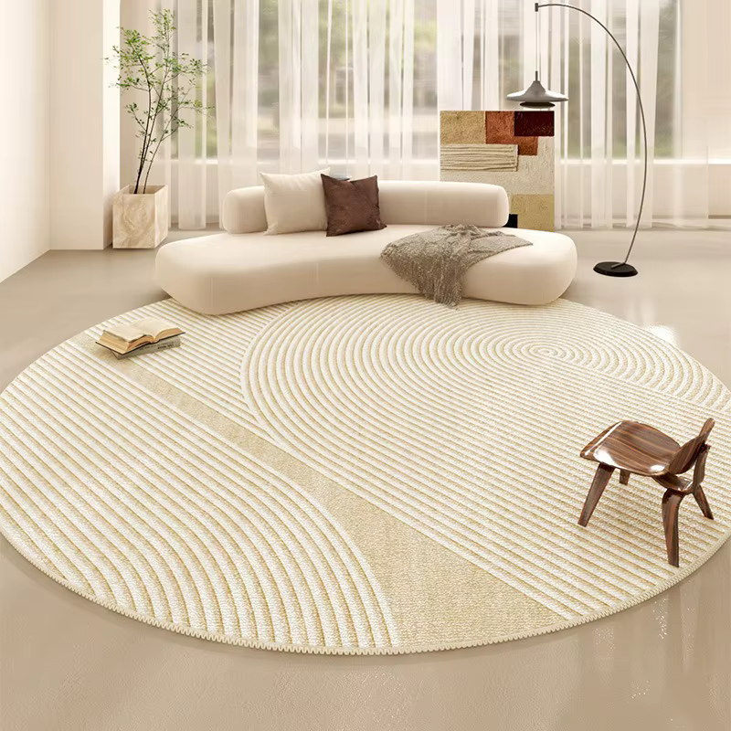 Tapis rond Beige de grande taille
