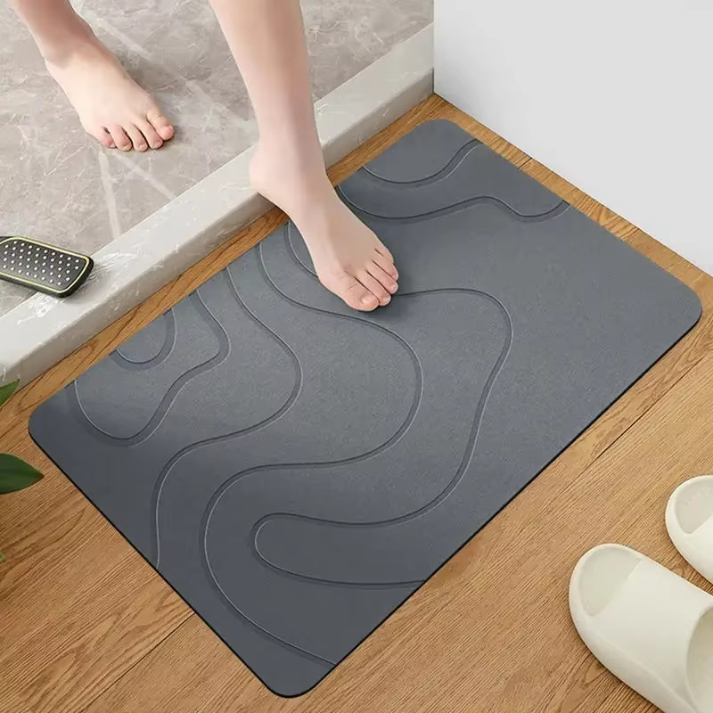 Tapis de bain en pierre de diatomite, tapis antidérapant pour porte de toilette, tapis d'entrée absorbant à séchage rapide