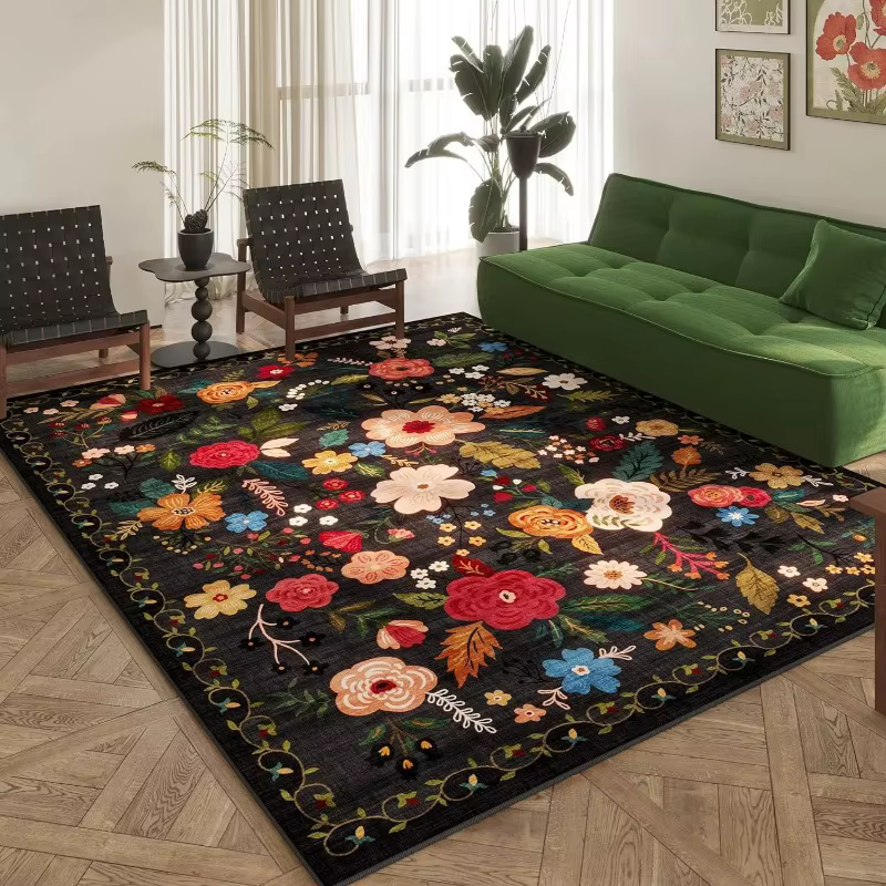 Tapis pour salon rétro Floral grande surface
