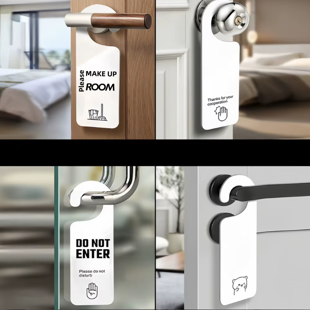 Cintre pour porte d'hôtel "Ne pas déranger", en matériau PVC durable et épais, avec une taille de 8 x 24 cm, adapté aux hôtels.