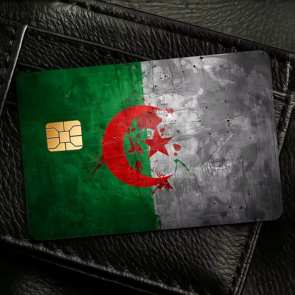 Autocollants de protection pour cartes bancaires et de transport en forme de drapeau de l'Algérie