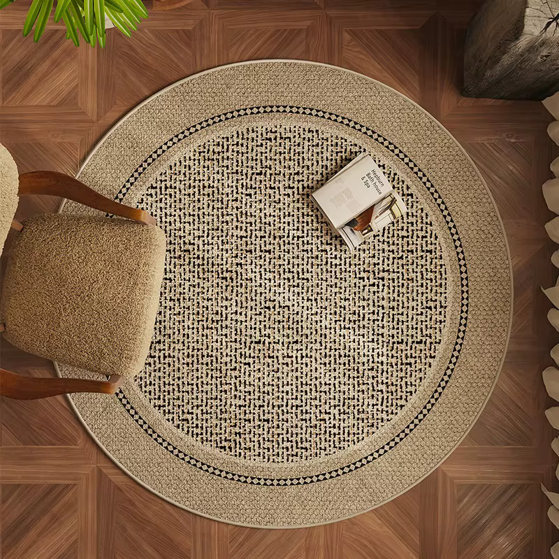 Tapis rond beige clair à texture de points subtils