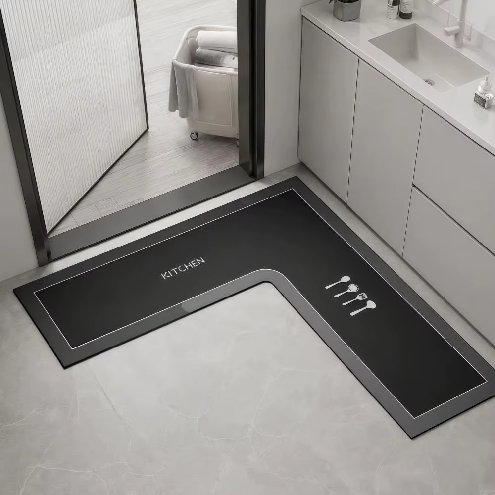 Tapis d'angle de cuisine de luxe en forme de L