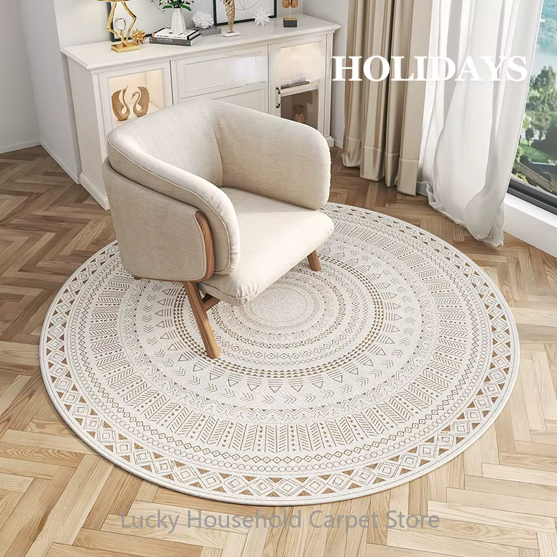 Tapis rond marocain pour chaise longue