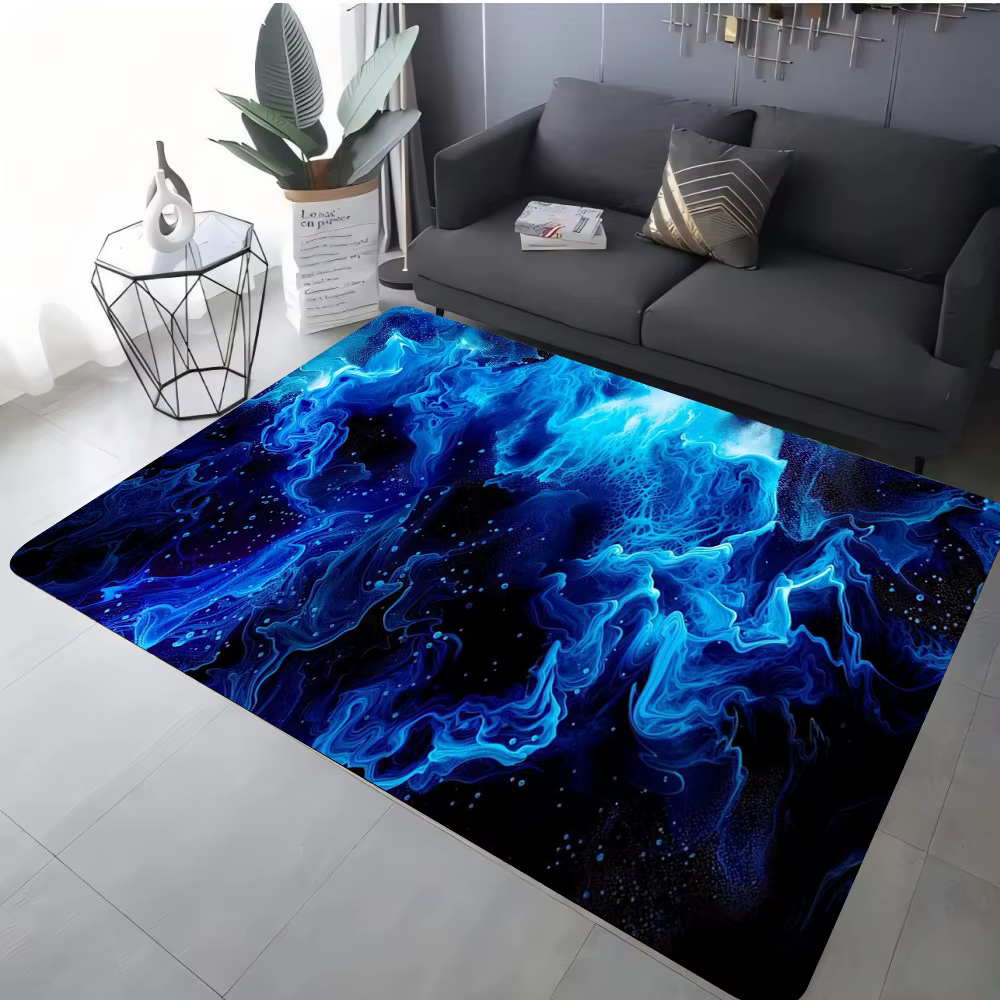 Tapis d'art liquide abstrait bleu
