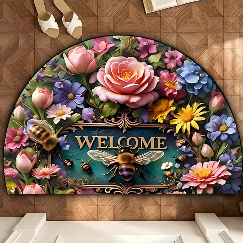 VIKAMA – tapis Semi-circulaire en flanelle florale
