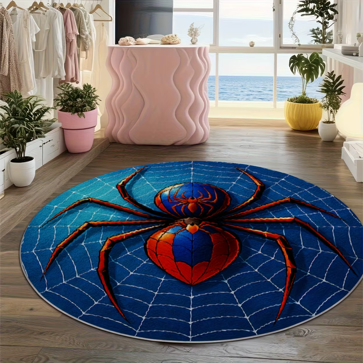 Tapis rond à motif d'araignée