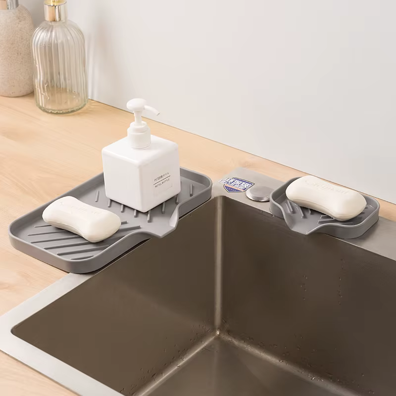 Support de rangement en silicone pour évier de cuisine avec égouttoir