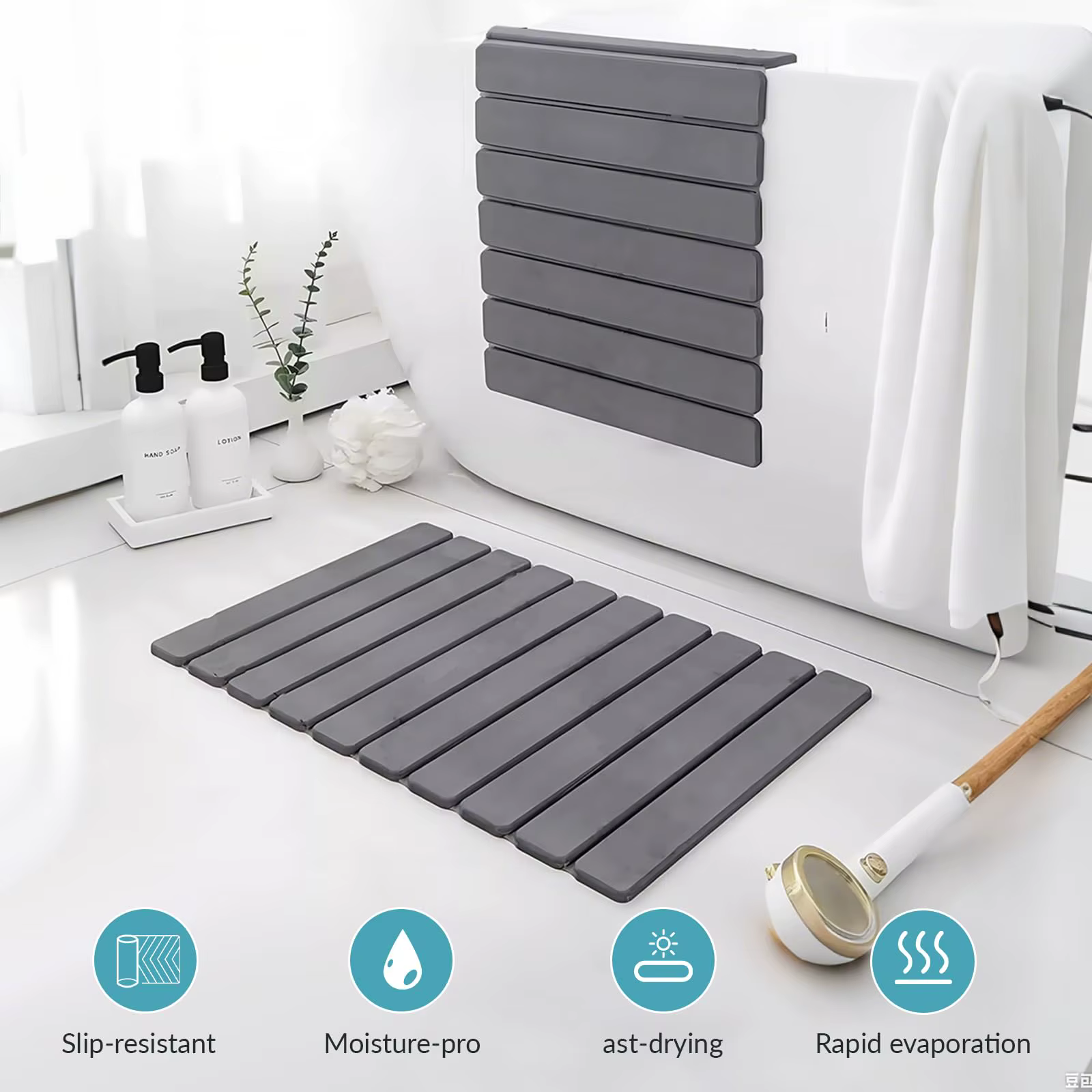 Tapis de bain en pierre pliable