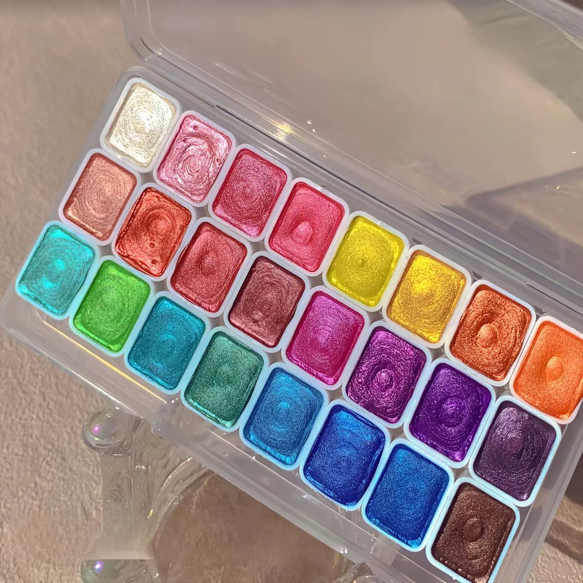 Ensemble de pigments d'aquarelle nacrés métalliques, 24 nuances, peinture solide scintillante pour Nail Art, peinture, calligraphie, accessoires artisanaux