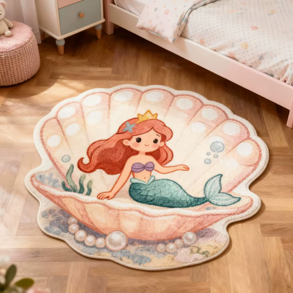 VIKAMA – tapis princesse sirène en forme de coquille
