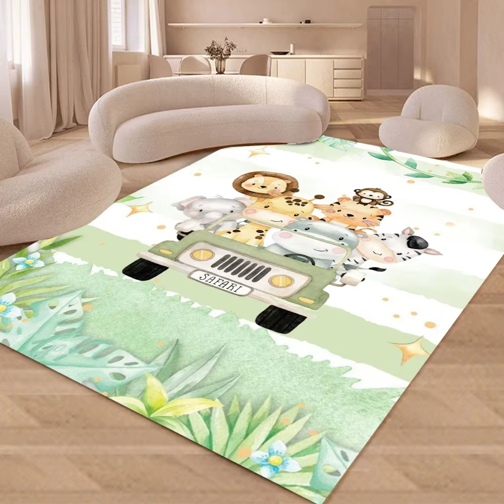 Tapis imprimé animaux de la jungle 3D