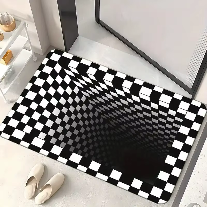 Tapis de porte antidérapant à illusion optique 3D Abysse Sans Fin, lavable en machine, pour salle de bain, chambre, camping, yoga, tapis de sol durable